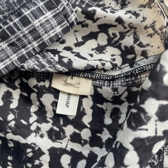 L’AGENCE Silk Button Down Shirt Black White Print Patchwork Blouse Top 100% Silk - Picture 3 of 6